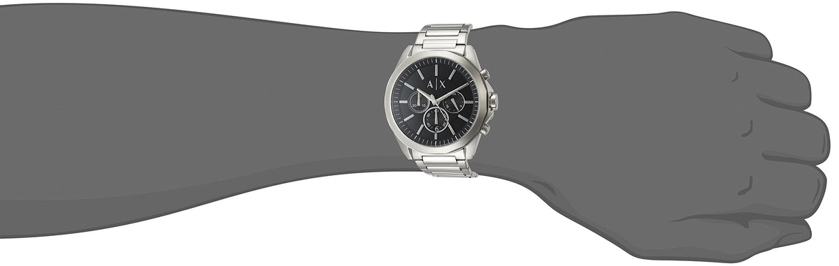 Armani Exchange Drexler AX2600 Men's Chronograph Watch – Black Dial with Silver Stainless Steel Strap
