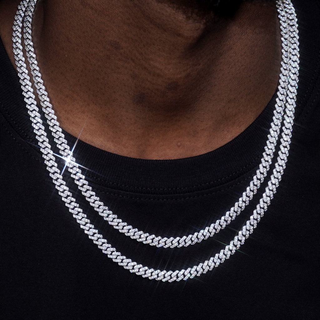 925S & VVS Moissanite 6.5MM Prong Cuban Link Chain