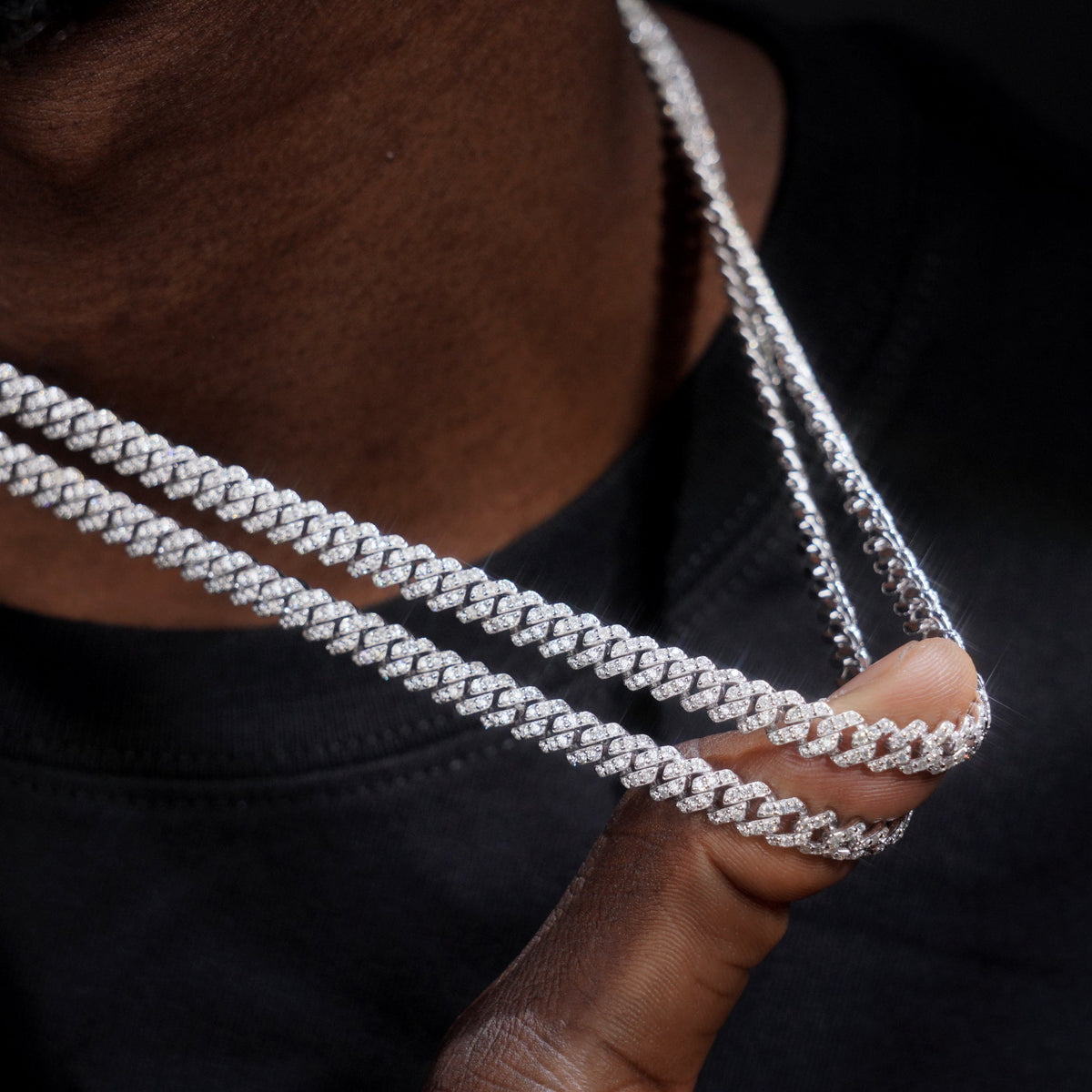 925S & VVS Moissanite 6.5MM Prong Cuban Link Chain