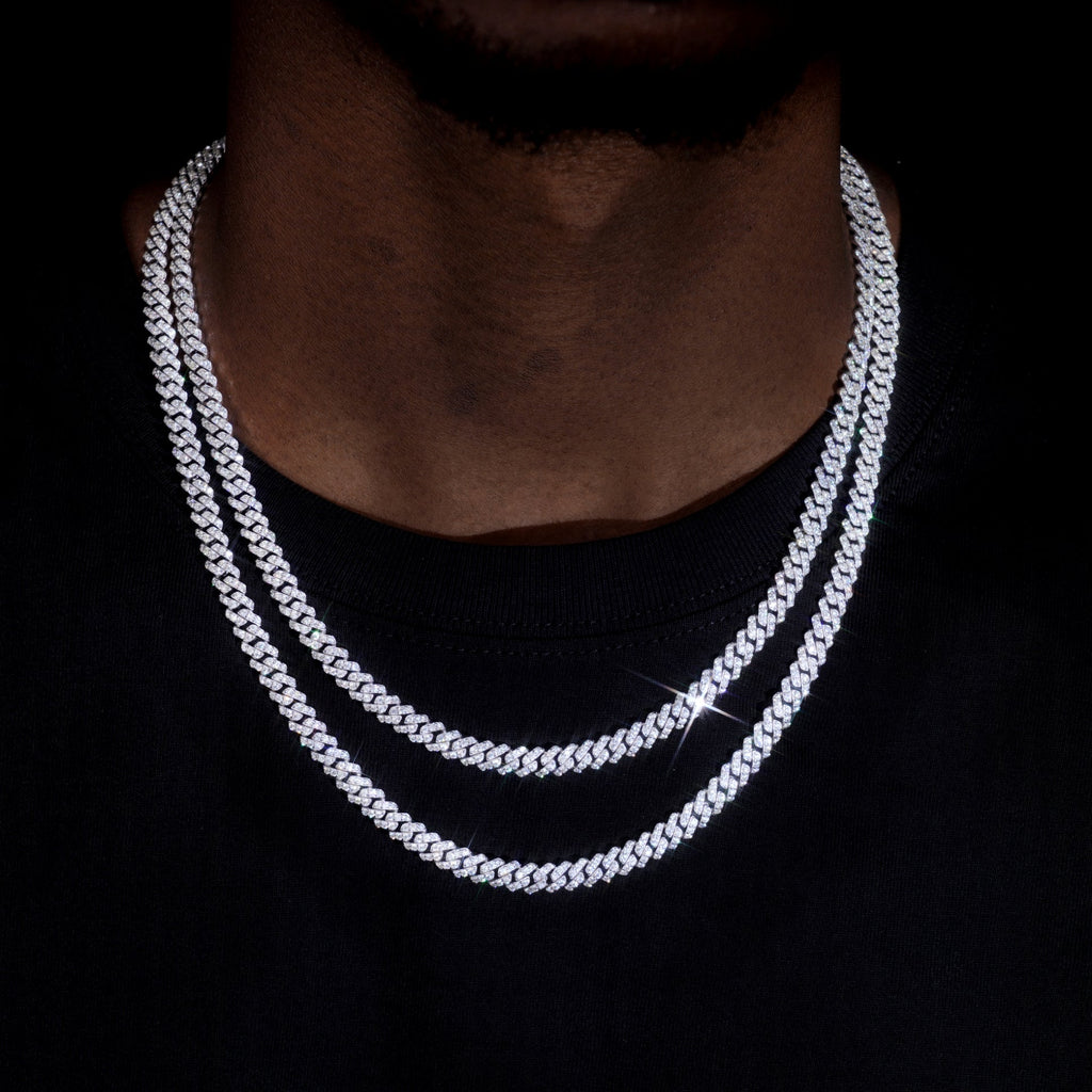 925S & VVS Moissanite 6.5MM Prong Cuban Link Chain