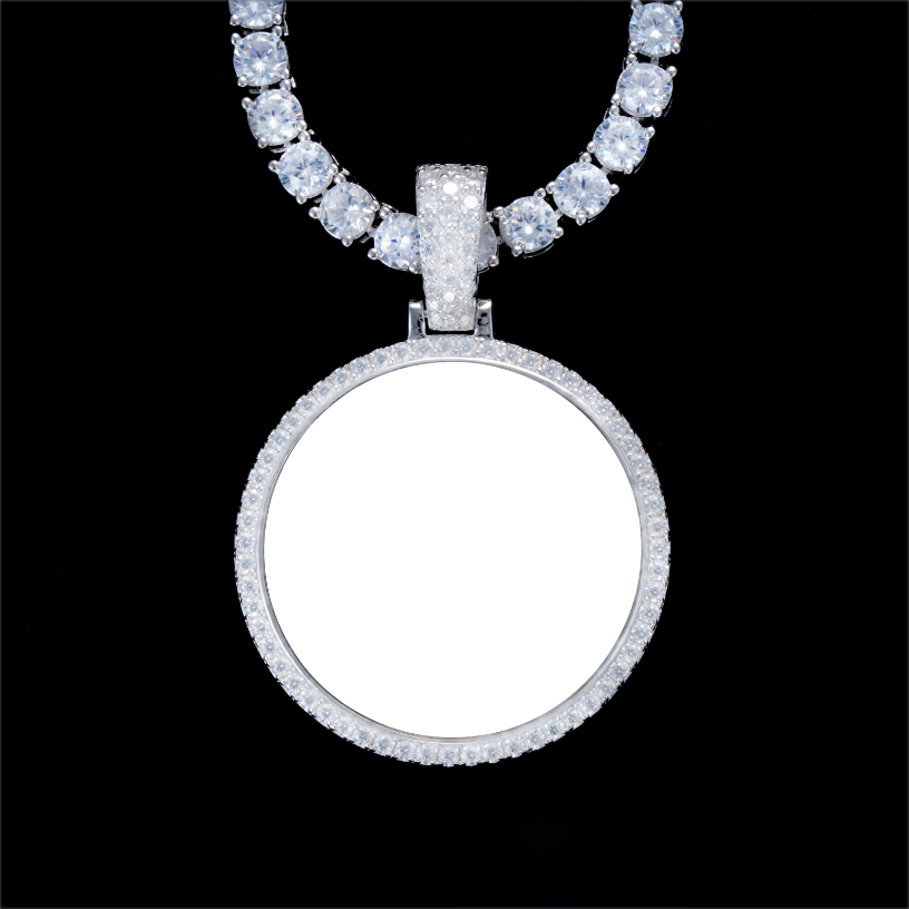 925S & VVS Moissanite 3D Circle Custom Picture Pendant